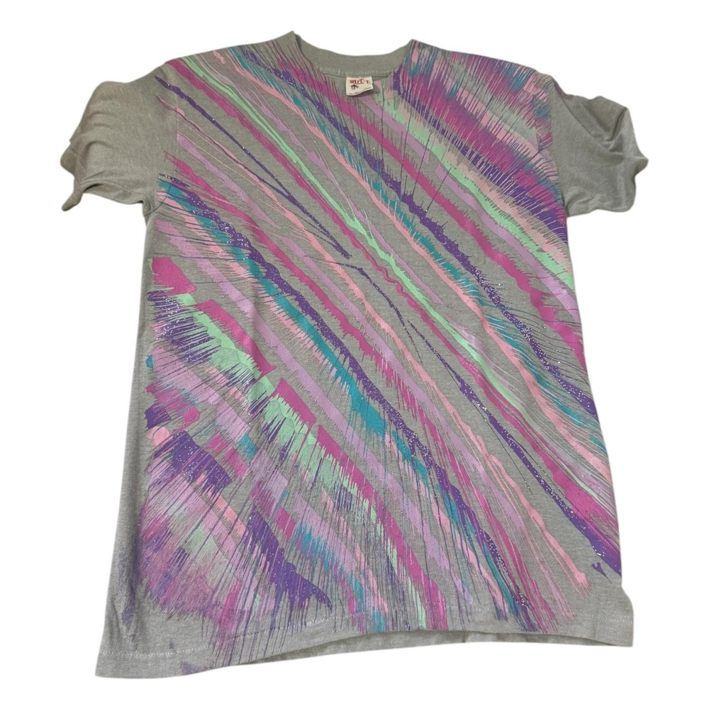 Vintage‎ Selec-t Tee Jays Splatter Paint Single Stitch Abstract T-Shirt Sz M 80s